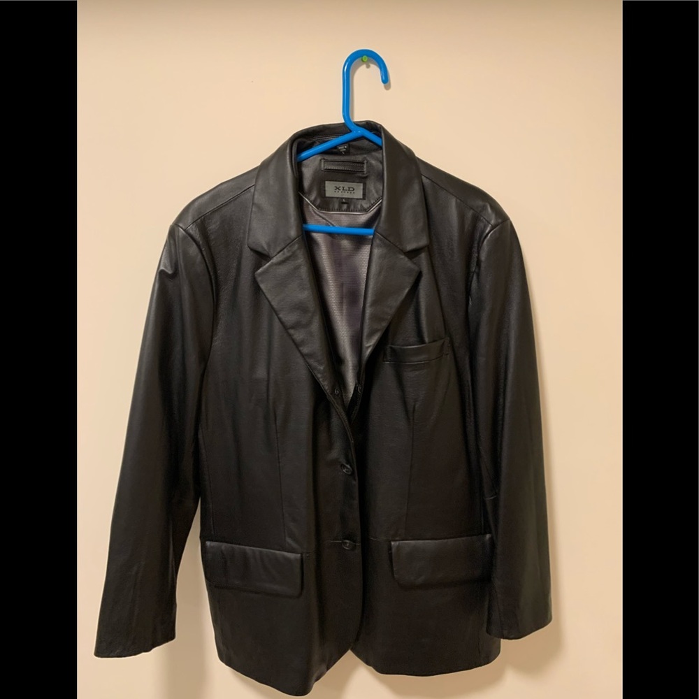 Men XLD black leather jacket sz L